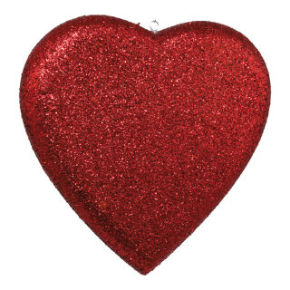 Heart with glitter, styrofoam 20cm Color: red
