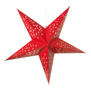 Faltstern 5-zackig, mit Lochmuster, Papier     Groesse: Ø 90cm    Farbe: rot