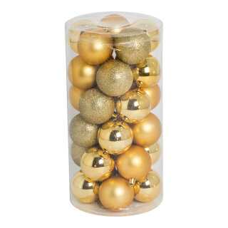 30 Christmas balls gold 12x shiny 12x matt - Material: 6x glittered - Color:  - Size: Ø 6cm