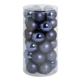30 Christmas balls violet 12x shiny 12x matt - Material: 6x glittered - Color:  - Size: Ø 8cm