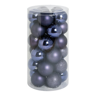 30 Weihnachtskugeln, violett 12x glänzend, 12x matt, 6x beglittert     Groesse: Ø 8cm    Farbe: violett