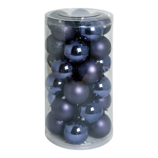 Weihnachtskugel-Set Kunststoff 12x glänzend, 12x matt, 6x beglittert Größe:Ø 10cm,  Farbe: vilolett