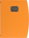 RIO Speisekarte mit Metallplatte "GABEL, MESSER, LÖFFEL", orange, inkl. 1 doppelte Einlage pro Karte (für 4 Seiten A4)
 Farbe: Schwarz
