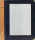 Wood A5, blau, Speisekarte inkl. 2 doppelten Einlagen für Menüs (für 4 Seiten A5)