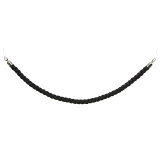 Classic gedrehte Kordel für Absperrpfosten - SCHWARZ mit verchromten Endstücken - 150cm
