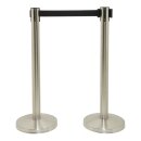 Absperrpfosten mit 210cm langen, schwarzen Nylonband; 2...