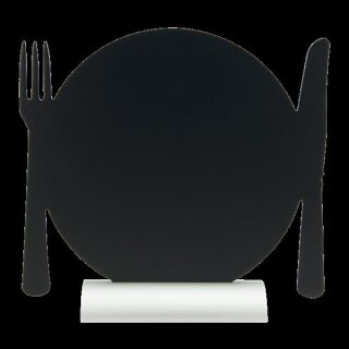 Silhouette Tischkreidetafel "PLATE", inkl. Holzfuß und 1 Kreidestift