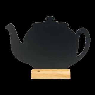 Silhouette Tischkreidetafel "TEAPOT", inkl. Holzfuß und 1 Kreidestift