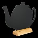 Silhouette Tischkreidetafel "TEAPOT", inkl. Holzfuß und 1 Kreidestift