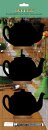 MINI Silhouette Tischkreidetafel "TEAPOT-3", inkl. Holzfuß und 1 Kreidestift