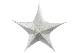 Faltstern aus Glitzerstoff 80x80cm, Farbe: Silber