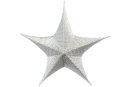 Faltstern aus Glitzerstoff 80x80cm, Farbe: Silber