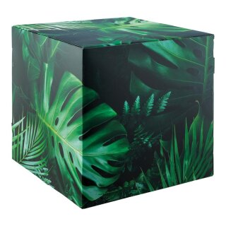 Motif cube »jungle« with stabilization inside (cardboard), high printing- & material quality, 450g/m², foldable cardboard     Size: 32x32x32cm    Color: green