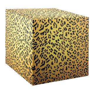 Motif cube "cheetah" with stabilization inside (cardboard) - Material: high printing- & material quality - Color: brown/white - Size: 32x32x32cm