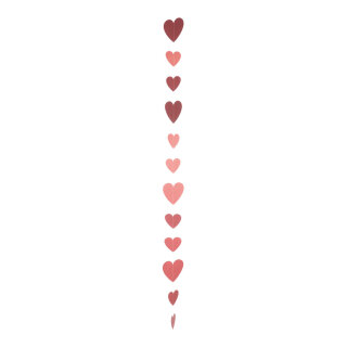 Papierherzengirlande mit 12 Herzen in 10 & 15cm     Groesse: 200cm - Farbe: rot