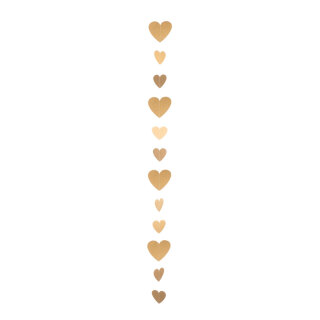 Papierherzengirlande mit 12 Herzen in 10 & 15cm     Groesse: 200cm    Farbe: gold