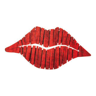 Lips with eyelets to hang, made of wood 39x20cm Color: red