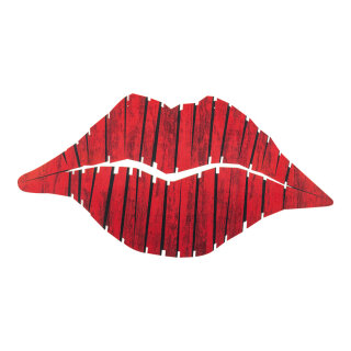 Lips with eyelets to hang, made of wood 90x46cm Color: red