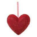 Heart with hanger covered with glitter fabric - Material:...