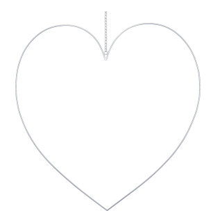 Herzkontur aus Metall, mit Kette zum Hängen     Groesse: 80x80cm    Farbe: silber