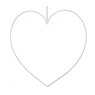 Herzkontur aus Metall, mit Kette zum Hängen     Groesse: 60x60cm    Farbe: silber