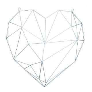 Contour heart of metal, with eyelets to hang 50x50cm Color: silver