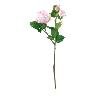 Rose 3-fold, one flower head & two buds, artificial 46cm Color: pink/green
