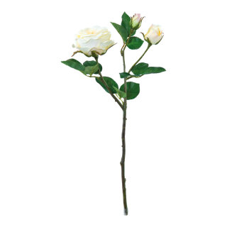 Rose 3-fold, one flower head & two buds, artificial 46cm Color: green/cream