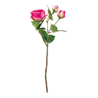Rose 3-fold, one flower head & two buds, artificial 46cm Color: dark pink