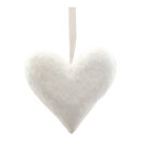 Heart with hanger covered with feathers, made of hard...