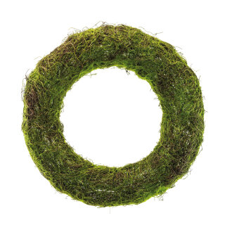 Natural wicker wreath with artificial moss Ø: 50cm Color: green