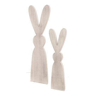 Rabbit contours standing, set of 2, made of wood     Size: 60x22cm, 40x16cm    Color: natural