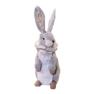 Rabbit standing - Material: made of styrofoam & synthetic fibre - Color: grey/white - Size: H: 33cm