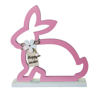 Rabbit contour with base, made of wood     Size: 30x28cm    Color: rose