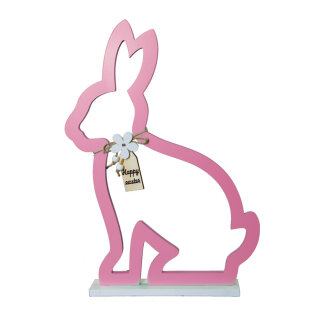 Rabbit contour with base, made of wood     Size: 50x35cm    Color: rose