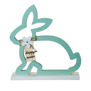 Rabbit contour with base, made of wood     Size: 30x28cm    Color: blue