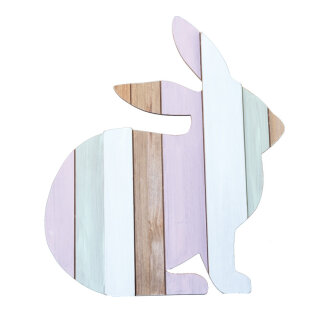 Easter bunny with backside stand, made of wood 44x38cm Color: multicoloured