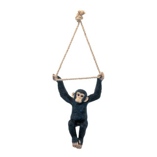 Monkey hanging two-armed, with rope, made of artificial resin     Size: H: 43cm, W: 31cm    Color: natural