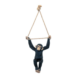 Monkey hanging two-armed, with rope, made of artificial resin H: 43cm, W: 31cm Color: natural