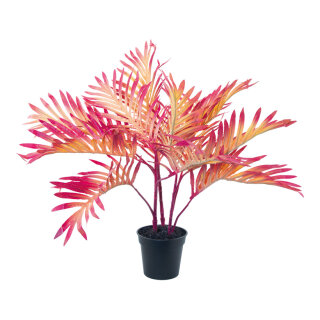 Palm in pot, artificial 50cm Color: pink/yellow