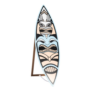 Surfboard bedruckt mit »Tiki«-Motiv, klappbar, aus Holz     Groesse: 170x50cm    Farbe: bunt