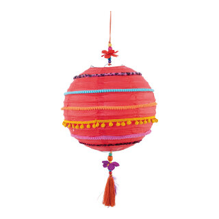 Paper lantern decorated, with hanger H: 65cm Color: orange/multicoloured