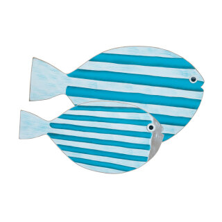 Fishes with eyelets to hang, set of two, printed, made of wood 50x30cm, 30x15cm Color: blue