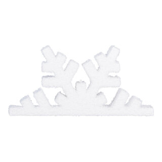 Schneeflockenhälfte mit Klebestreifen für die zweite Hälfte, beflockt     Groesse:70x35cm    Farbe:weiß