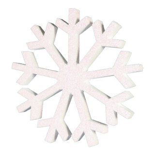 Schneeflocke beglittert, mit Hänger, aus Styropor Größe:Ø 30cm,  Farbe: weiß