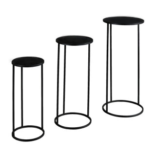 Metal tables round set of 3 - Material: powder coated - Color: black - Size: 22x22x50cm 27x27x60cm X 32x32x70cm