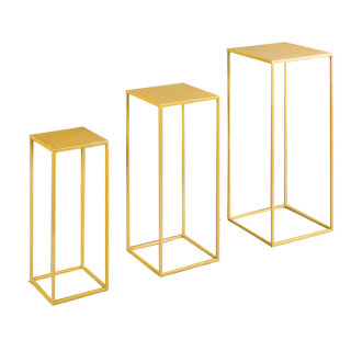 Metal tables, squared, set of 3, powder coated, Size:;20x20x50cm, 25x25x60cm, Color:gold