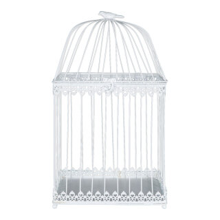 Bird cage to hang, powder coated, made of metal     Size: 60x25x35cm    Color: white