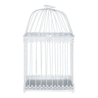 Vogelkäfig zum Hängen, pulverbeschichtet, aus Metall     Groesse: 60x25x35cm    Farbe: weiß