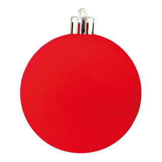 Christmas balls flocked 12 pcs./blister - Material:  - Color: red, - Size: Ø 6cm